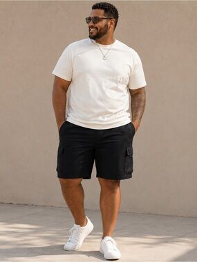 Biz Collection Black Cargo Shorts with Durable Design Size 122ST